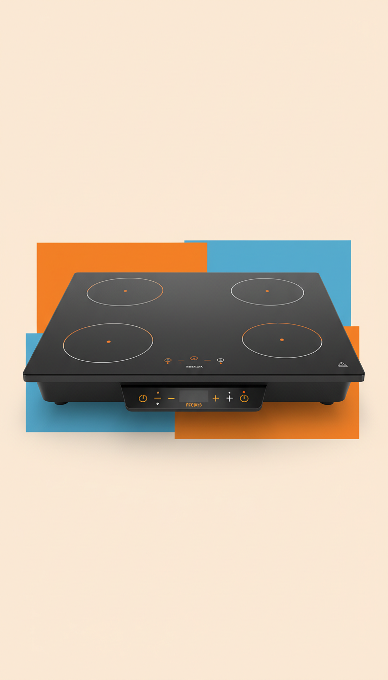 Electric induction cooktop with touch controls
